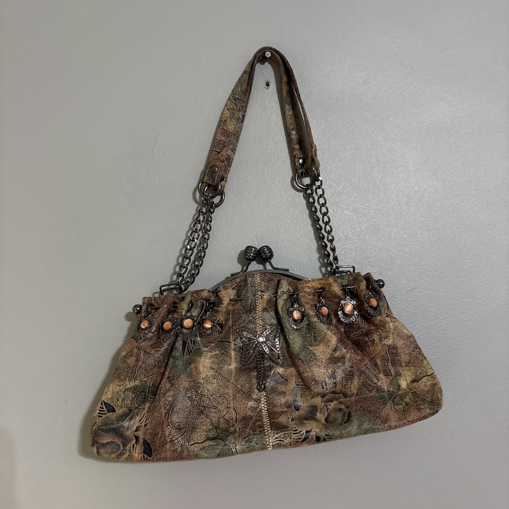 Vintage Charmed‎ Victorian W Textured Material & Clasp &butterfly Shoulder Bag